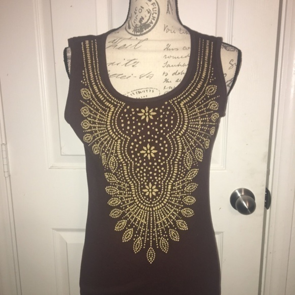 Only Nine, brown sleeveless shirt